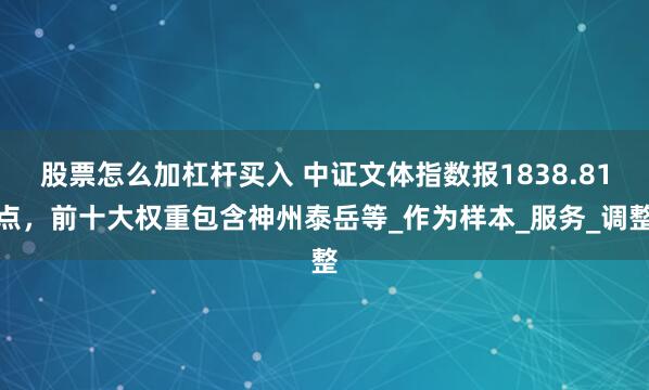 股票怎么加杠杆买入 中证文体指数报1838.81点，前十大权重包含神州泰岳等_作为样本_服务_调整