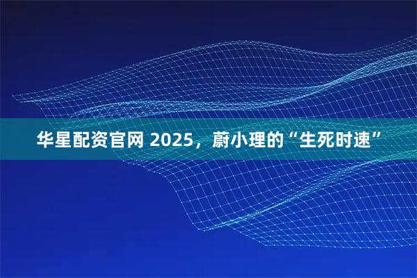 华星配资官网 2025，蔚小理的“生死时速”