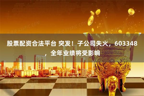 股票配资合法平台 突发！子公司失火，603348，全年业绩将受影响
